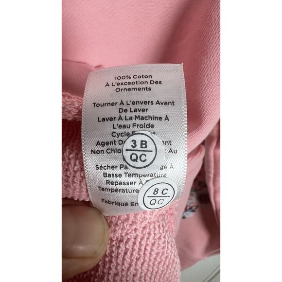 TALBOTS Embroidered Crewneck Sweatshirt LARGE Pink Top Floral Sleeves NWOT - Picture 7 of 8